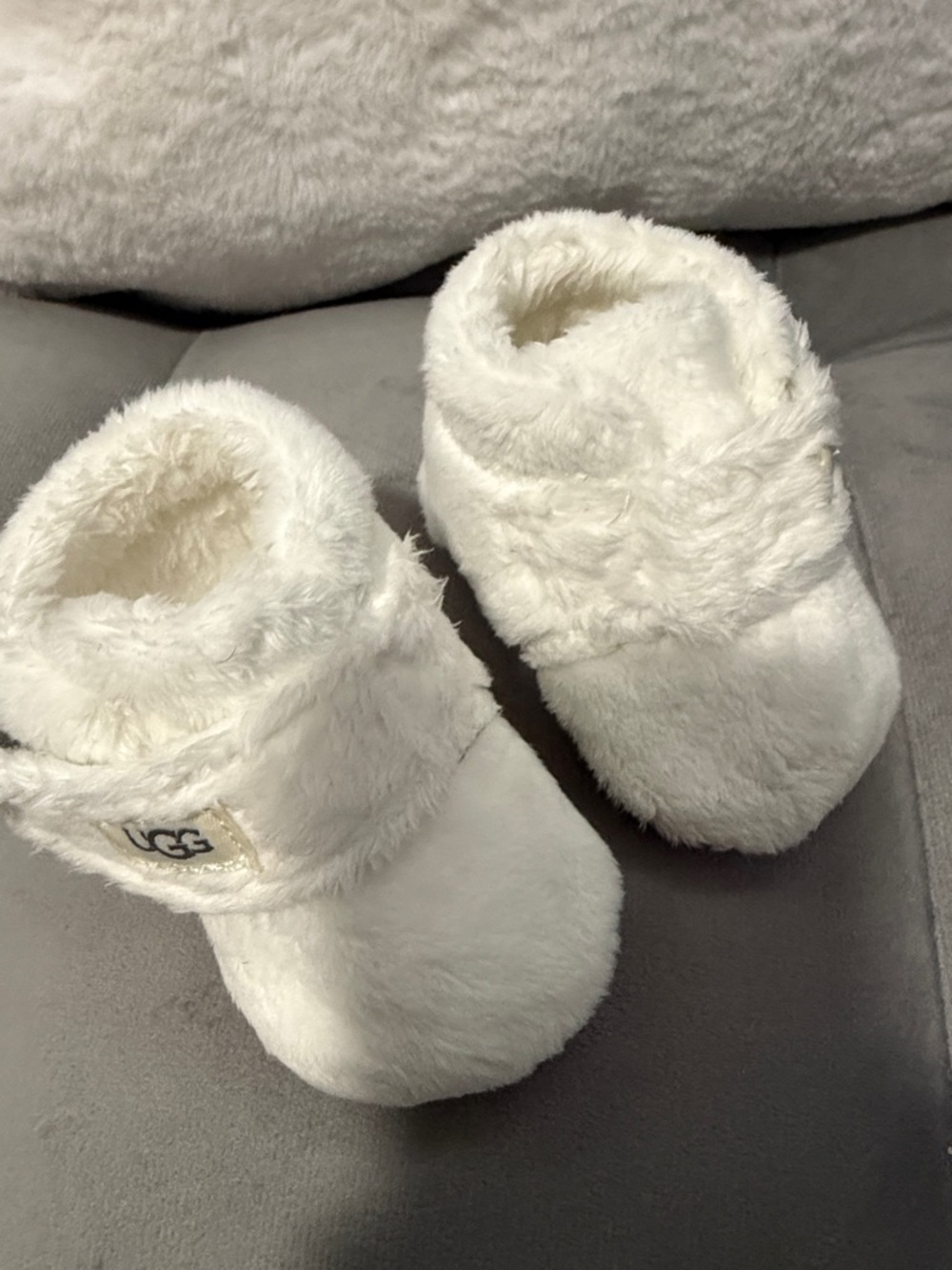 UGG Cozy White Infant Faux-Fur Booties